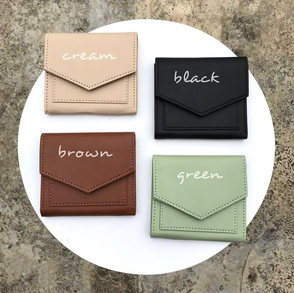Bianca Wallet plain warna cream, hitam, cokelat, dan hijau